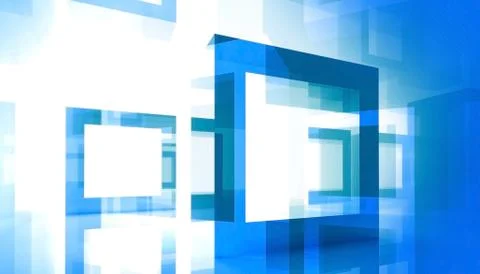 Abstract technology background with blue square frames Illustrazione stock