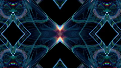 Abstract Technology Background with a Central Kaleidoscopic Glass Frame, 4K. Stock Footage 317335159