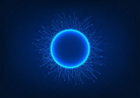 Abstract technology background. Circles with connecting and dispersing line.. 스톡 일러스트