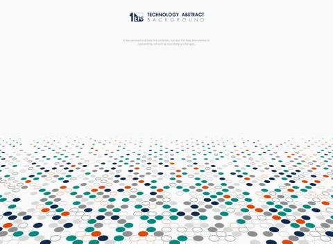 Abstract technology background of colors circle pattern design. 스톡 일러스트