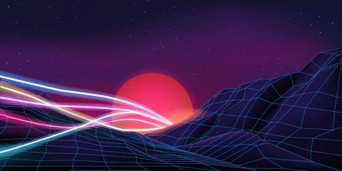 Abstract technology background for computer party. Light space and sun landscape Stock Illustration