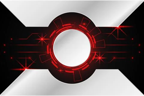 Abstract technology background concept circle circuit digital metal red Illustrazione stock