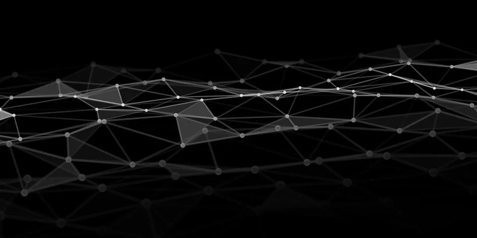 Abstract technology background with connecting dots and lines. Low poly shape Stock Illustration