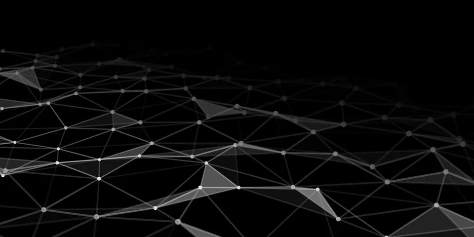 Abstract technology background with connecting dots and lines. Low poly shape Stock Illustration