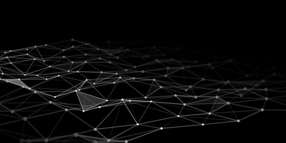 Abstract technology background with connecting dots and lines. Low poly shape Stock Illustration