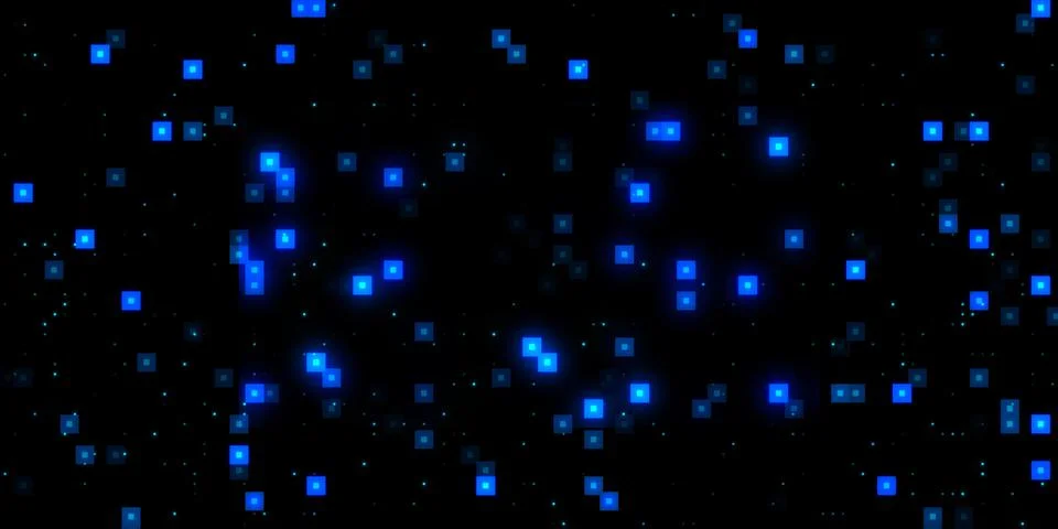 Abstract technology background consisting of shimmering dots and squares Stock Photos