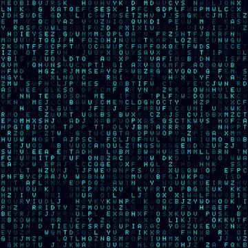 Abstract Technology Background. Cyan filled alphabet letters background. Me.. Stock Illustration
