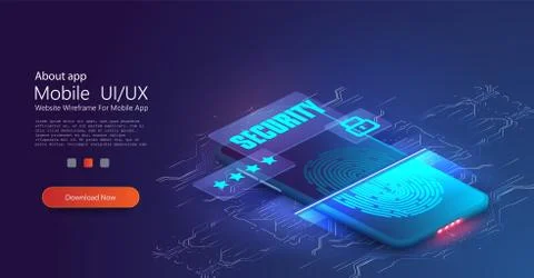 Abstract technology background. Cyber security concept. Fingerprint scanning. Stock Illustration