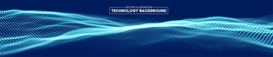 Abstract technology background. Cyber technology wire network futuristic wave Illustrazione stock