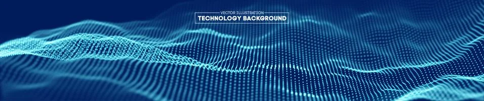 Abstract technology background. Cyber technology wire network futuristic wave Stock Illustration