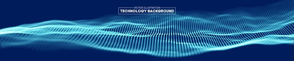 Abstract technology background. Cyber technology wire network futuristic wave Stock Illustration