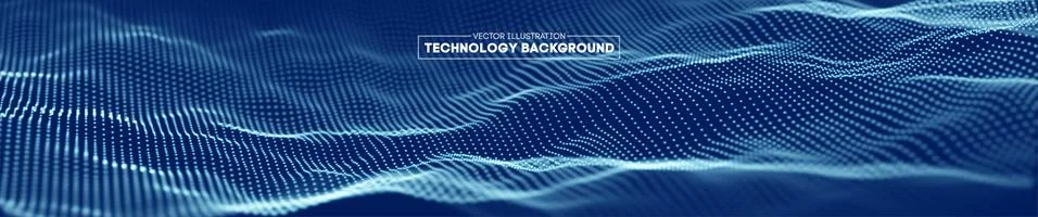 Abstract technology background. Cyber technology wire network futuristic wave Illustrazione stock