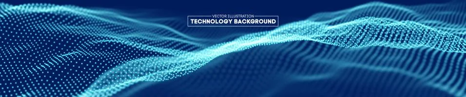 Abstract technology background. Cyber technology wire network futuristic wave Stock Illustration