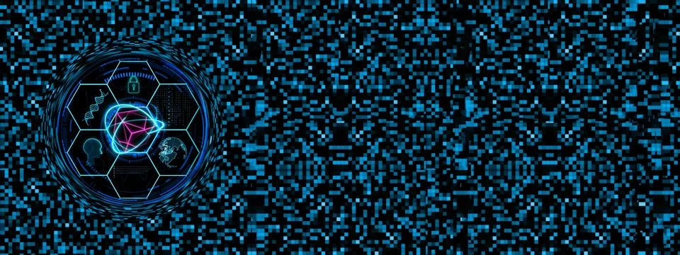 Abstract Technology Background with Digital Hexagonal Patterns Stockillustratie