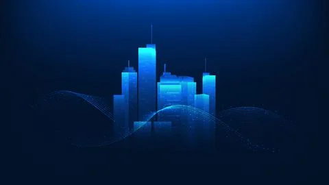 Abstract technology background  digital smart city buildings , Represents u.. Stock Illustration
