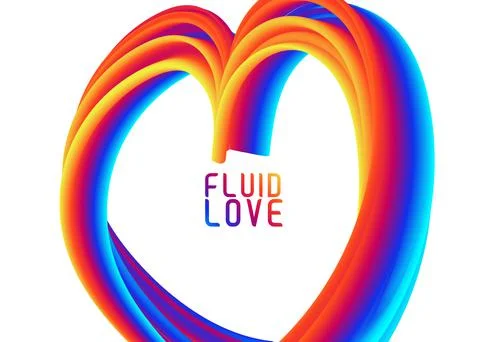 Abstract technology background dyanmic rainbow colorful fluid wave heart 3D l Stock Illustration