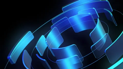 Abstract Technology Background with Dynamic Blue Geometric Shapes Stock Footage 327715491