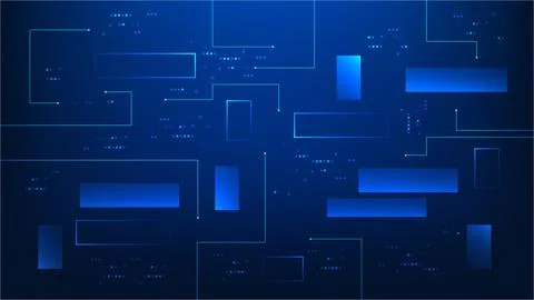 Abstract technology background with dynamic line patterns and geometric squ.. Illustrazione stock