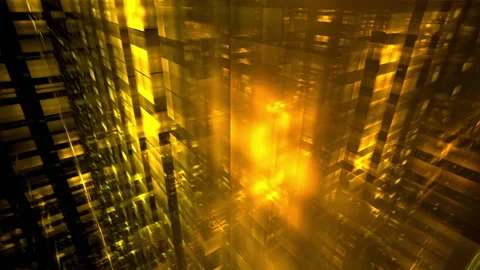 Abstract technology background, flight in golden futuristic city or cyberspace Stock Footage 159375753