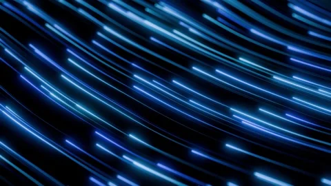 Abstract technology background with flow of glowing blue light streaks Stock Footage 325789645