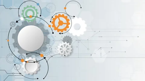 Abstract technology background with gears and circuit connections Stock Footage 347189240