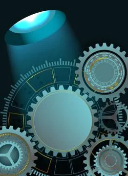 Abstract technology background with gears. Illustrazione stock