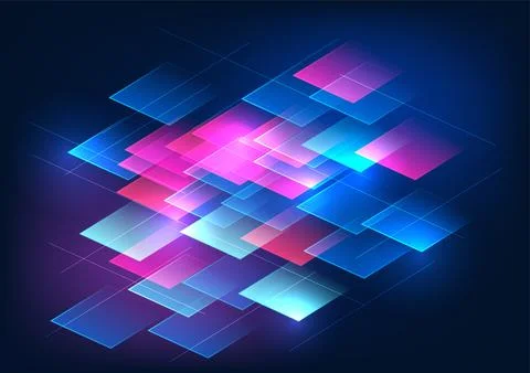 Abstract technology background geometric shape The squares are placed on to.. 스톡 일러스트