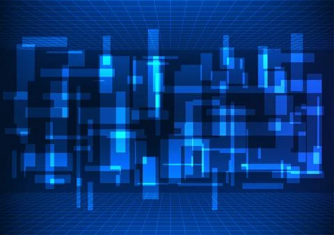 Abstract technology background. Geometric shapes overlapping squares with g.. Stockillustratie