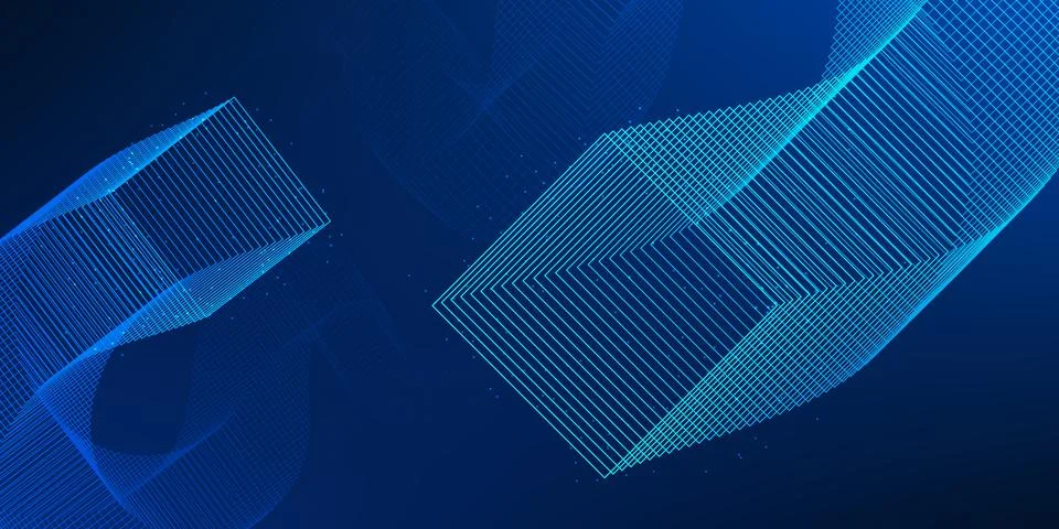 Abstract Technology Background with Geometric Square Spiral Wave Patterns, .. Stock Illustration