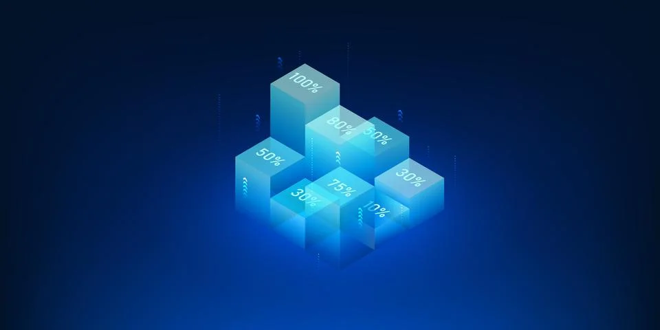 Abstract Technology Background with Geometric Square Shapes and Percentage .. 스톡 일러스트