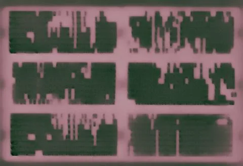 Abstract Technology Background with Glitch Data Patterns and Neon Glow Stock Illustration