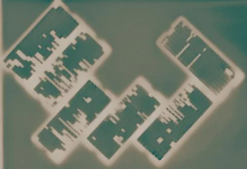 Abstract Technology Background with Glitch Data Patterns and Neon Glow Stock Illustration