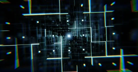 Abstract technology background. Glitter particle motion in a cyber space Stock Footage 262968252