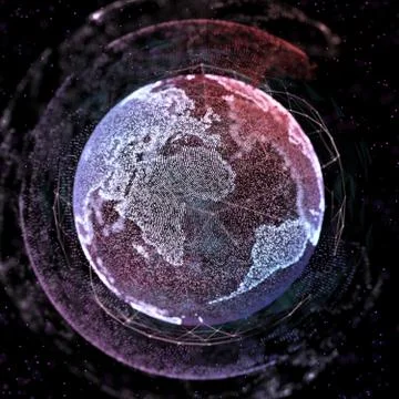 Abstract technology background with global communication, high detailed globe 스톡 일러스트