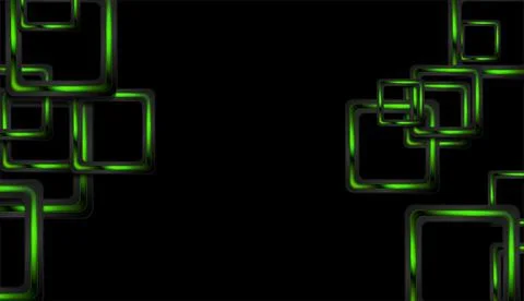 Abstract technology background with glossy green black squares Stock Illustration
