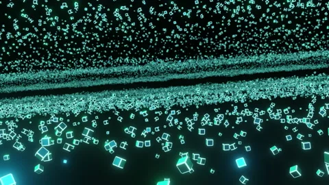 Abstract technology background with glow metallic cubes on black background.  Vídeos de archivo 158419354