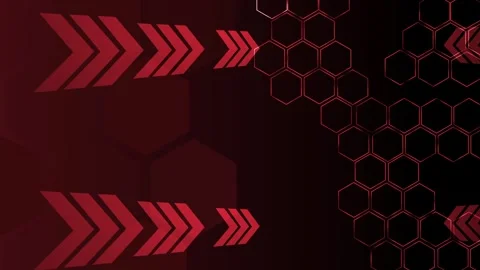 Abstract technology background with glowing arrows and hexagon pattern on d.. Stock Footage 336874195
