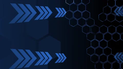 Abstract technology background with glowing arrows and hexagon pattern on d.. Stock Footage 336874204