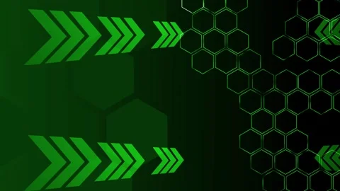 Abstract technology background with glowing arrows and hexagon pattern on d.. Stock Footage 336874206