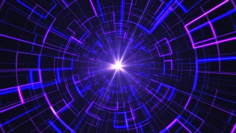 Abstract technology background of glowing digital hyperspace tunnel Stock Footage 275270933