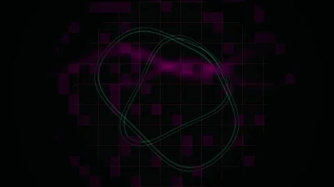 Abstract Technology Background with Glowing Green Loop and Purple Wave Motion Stock Footage 343690356