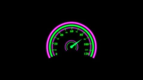 Abstract technology background with glowing pink and green speedometer anim.. 스톡 일러스트