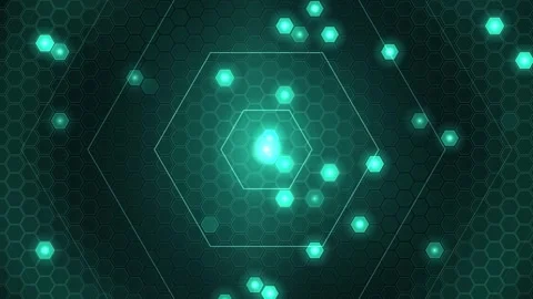 Abstract technology background with glowing teal hexagon patterns and dynam.. Stock Footage 346723683