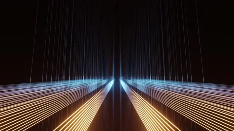 Abstract technology background in golden and blue steel lights. Stock Footage 153469117