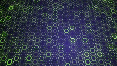 Abstract technology background with green luminous hexagons Ilustración de archivo