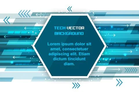 Abstract technology background with hexagon and arrows. Illustrazione stock