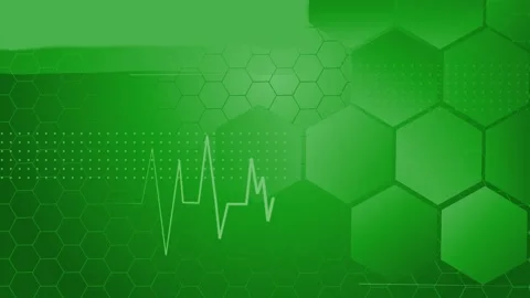 Abstract technology background with hexagon pattern and glowing heartbeat l.. Stock Footage 336903754