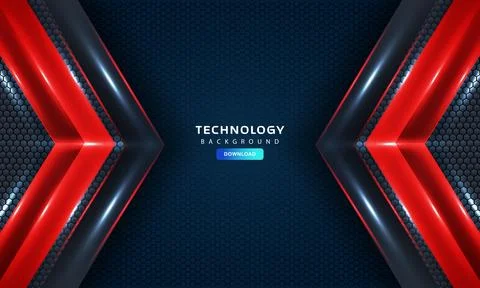Abstract Technology background Hexagon Red Stock Illustration