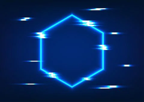 Abstract technology background A hexagonal geometric shape with light radia.. 스톡 일러스트