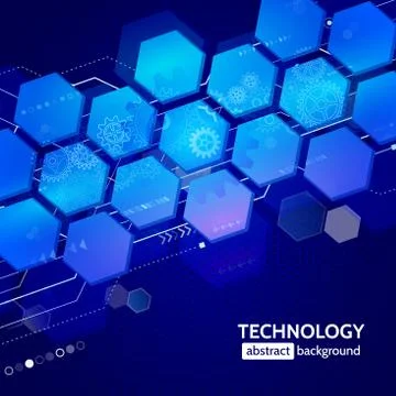 Abstract technology background with hexagons and gear wheels イラスト素材